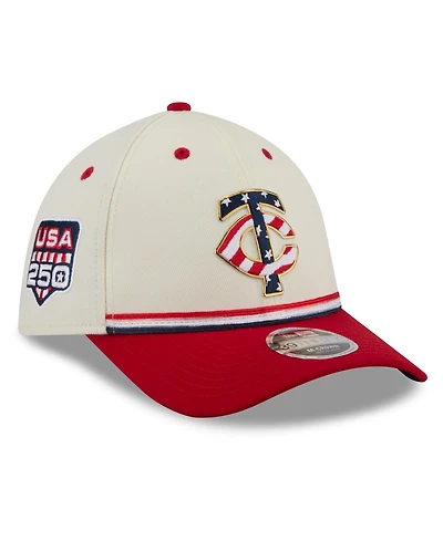 New Era Men's Cream/Red Minnesota Twins Usa 250 Fourth of July 39THIRTY M-Crown Flex Hat