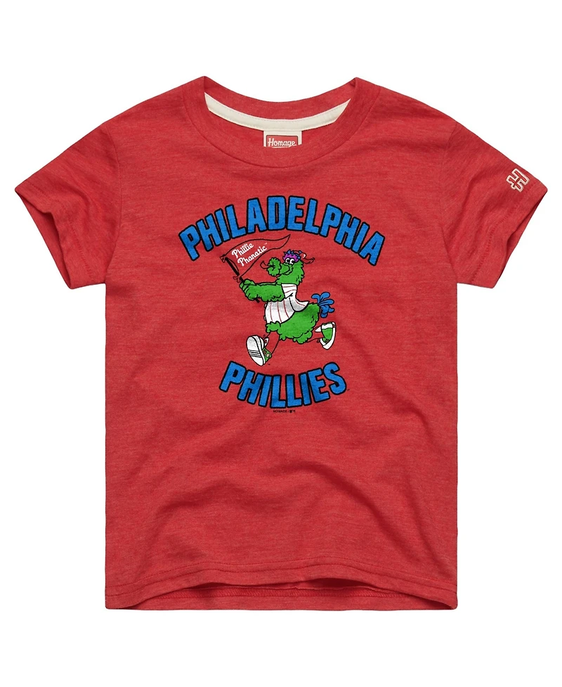 Homage Big Boys and Girls Red Philadelphia Phillies Mascot Tri-Blend T-Shirt