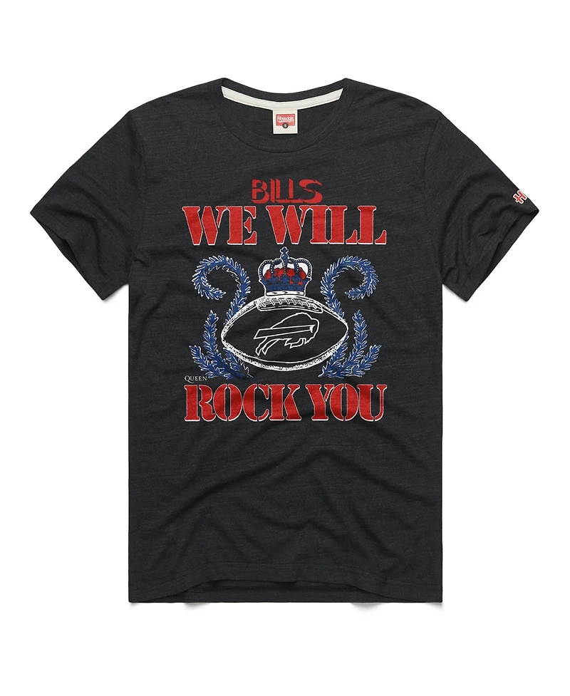Homage Men's and Women's Charcoal Buffalo Bills 2026 Nfl Schedule Queen Tri-Blend T-Shirt