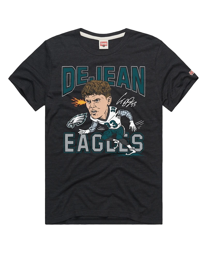 Homage Men's and Women's Cooper DeJean Charcoal Philadelphia Eagles Caricature Player Graphic Tri-Blend T-Shirt
