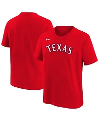 Nike Big Boys and Girls Red Texas Rangers Wordmark T-Shirt