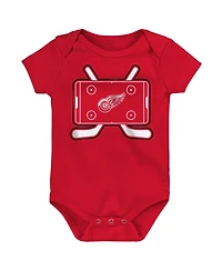 Outerstuff Baby Boys and Girls 3- Pack Detroit Red Wings Littlest Player Bodysuit Set