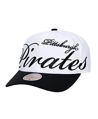 Mitchell & Ness Men's and Women's White/Black Pittsburgh Pirates Xl Script Pro Crown Adjustable Hat