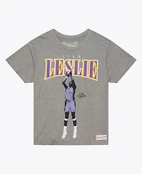 Mitchell & Ness Men's and Women's Lisa Leslie Heather Gray Los Angeles Sparks Court Origins Player Boyfriend T-Shirt