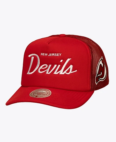 Mitchell & Ness Men's Red New Jersey Devils Head Coach Trucker Adjustable Hat