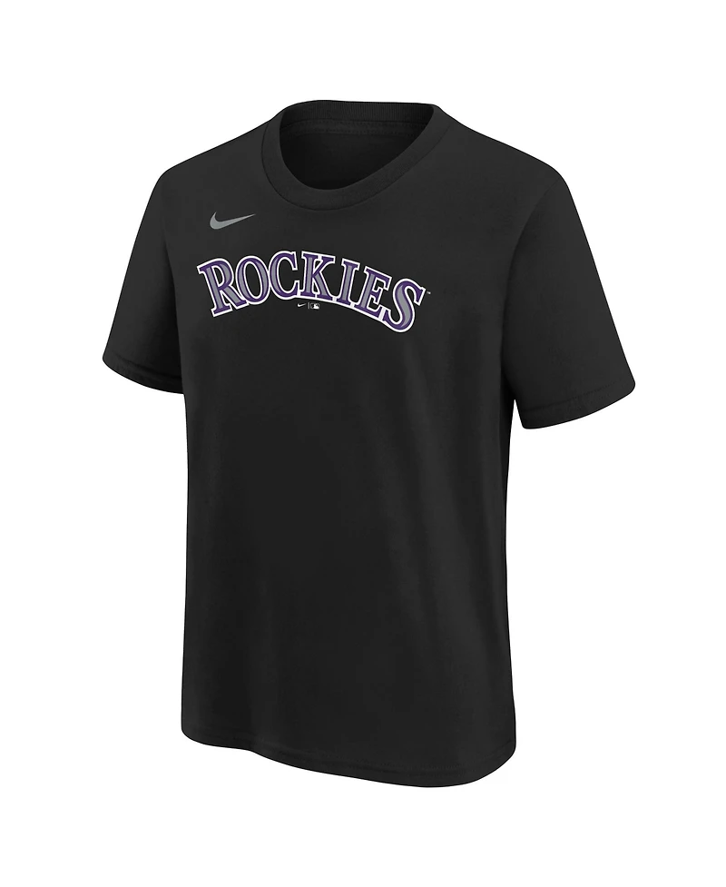 Nike Big Boys and Girls Black Colorado Rockies Wordmark T-Shirt