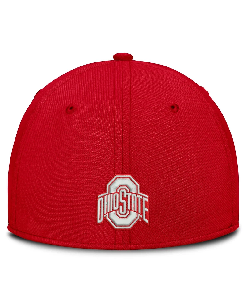 Nike Men's Scarlet Ohio State Buckeyes Rise On-Field SwooshFlex Dri-fit Flex Hat