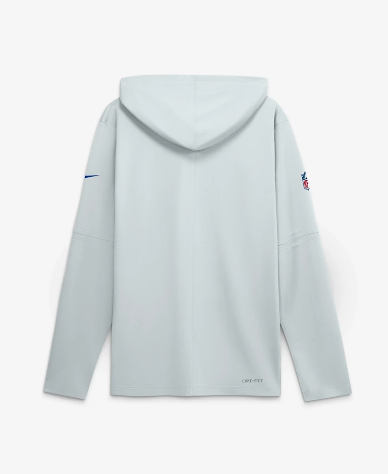 Nike Men's Platinum Buffalo Bills Sideline Lightweight Long Sleeve Hooded Dri-fit T-Shirt