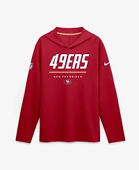 Nike Men's Scarlet San Francisco 49ers Sideline Lightweight Long Sleeve Hooded Dri-fit T-Shirt
