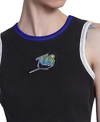 Starter Women's Black Tampa Bay Rays Cooperstown Play the Ball Crop Tank Top