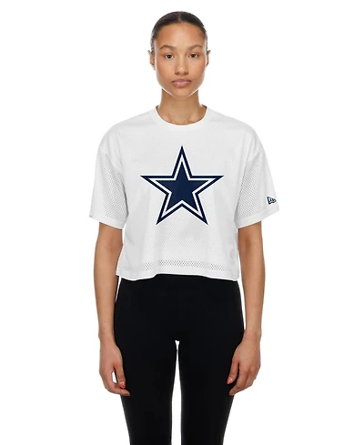 New Era Women's White Dallas Cowboys Summer Mesh Cropped Boxy T-Shirt