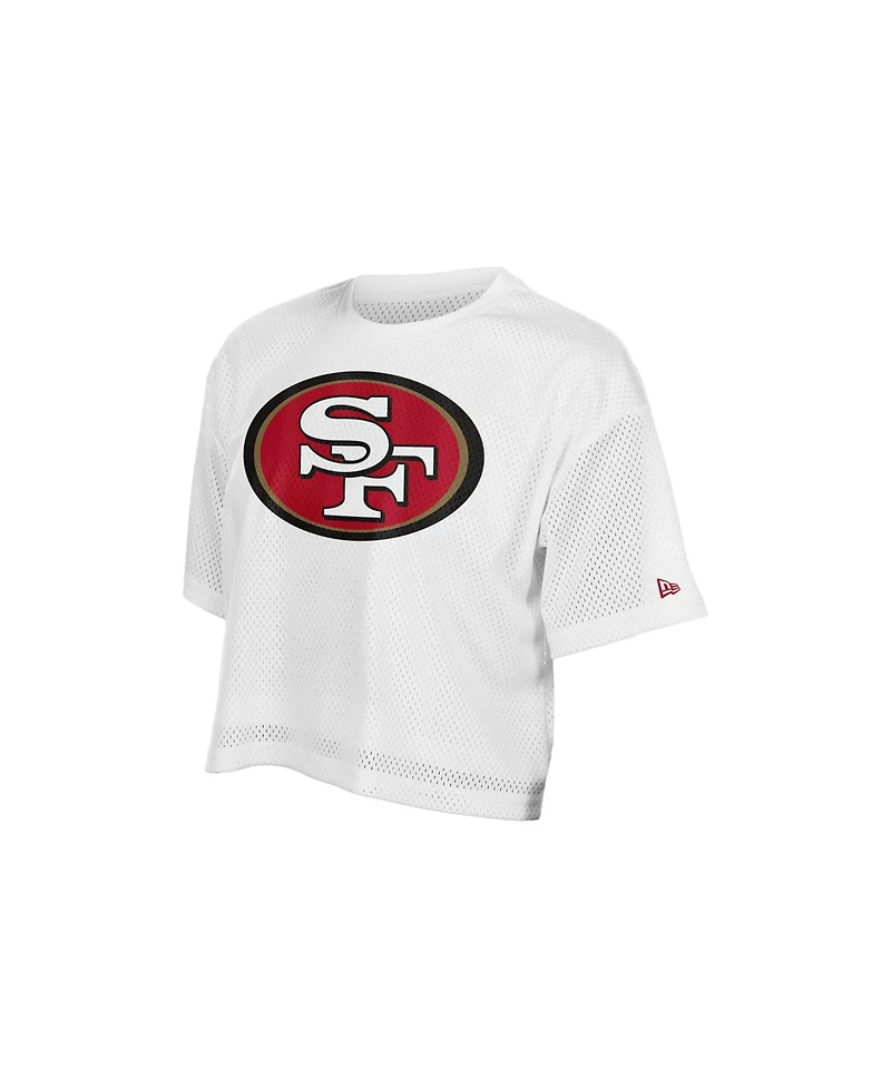 New Era Women's White San Francisco 49ers Summer Mesh Cropped Boxy T-Shirt