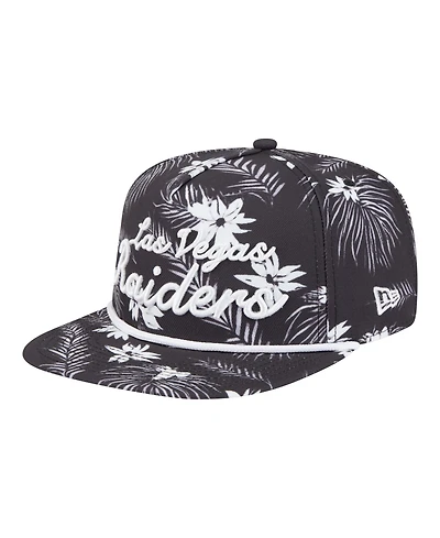 New Era Men's Black Las Vegas Raiders Palm Print A-Frame 9FIFTY Snapback Hat