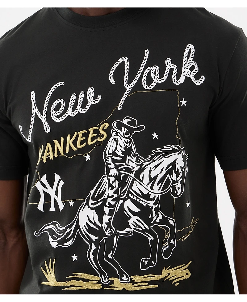 New Era Men's Black York Yankees Injection Lifestyle Urban Ranchwear T-Shirt