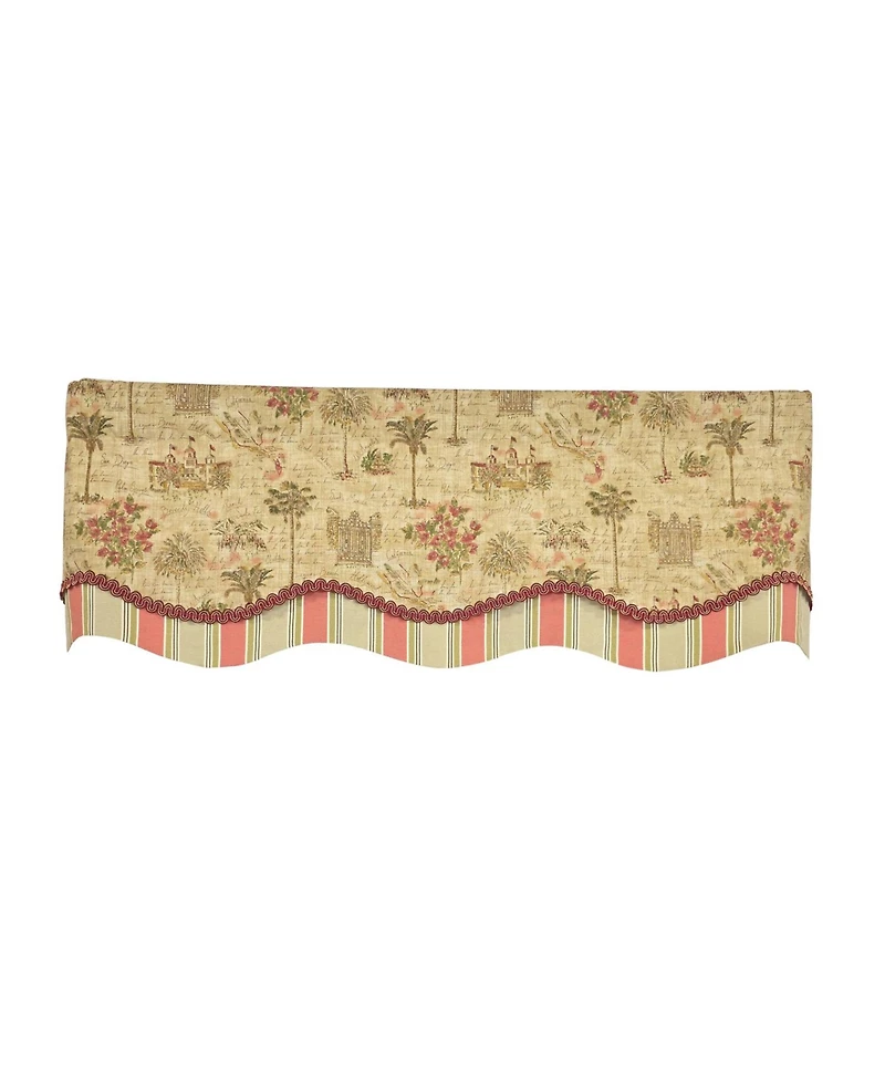 Rlf Home Palm Springs Trimmed Glory Window Valance 100% Cotton Lined Rod Pocket