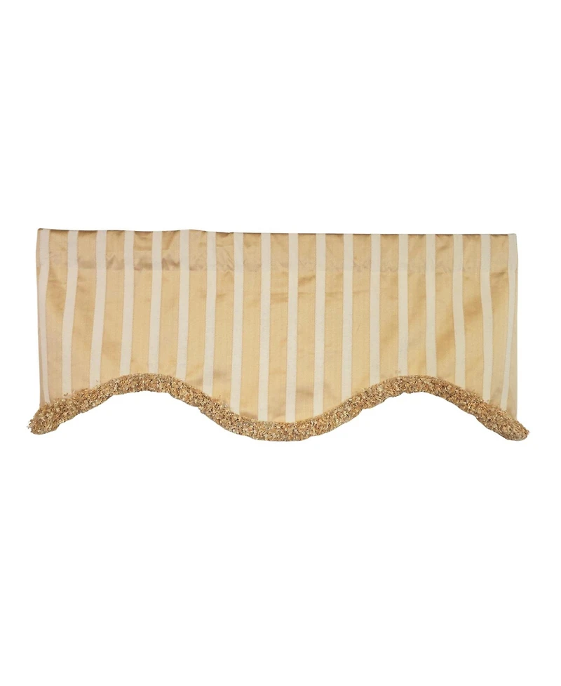 Rlf Home Nugett Trimmed Cornice Window Valance 100% Cotton Lined Rod Pocket