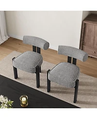 homfan -Piece Upholstered Boucle Dining Chair Set with Ergonomic Curved Back and Rubberwood Legs
