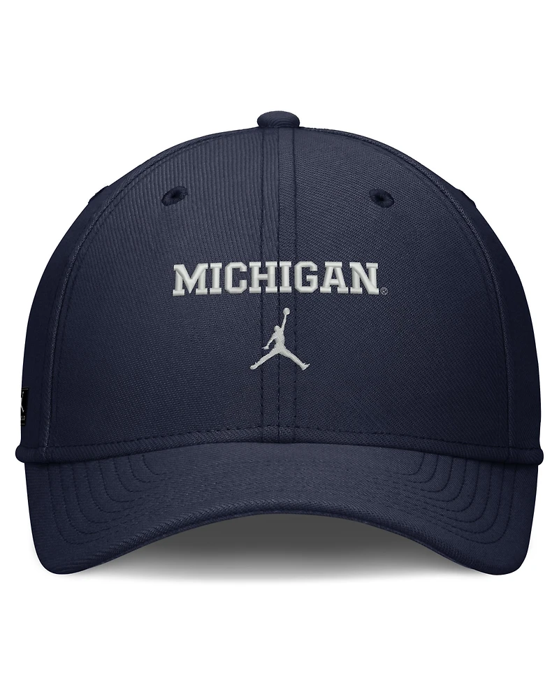 Jordan Men's Navy Michigan Wolverines Rise On-Field SwooshFlex Dri-fit Flex Hat