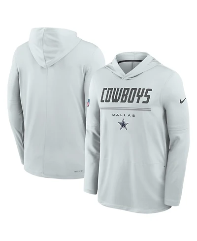 Nike Men's Gray Dallas Cowboys Sideline Lightweight Long Sleeve Hooded Dri-fit T-Shirt