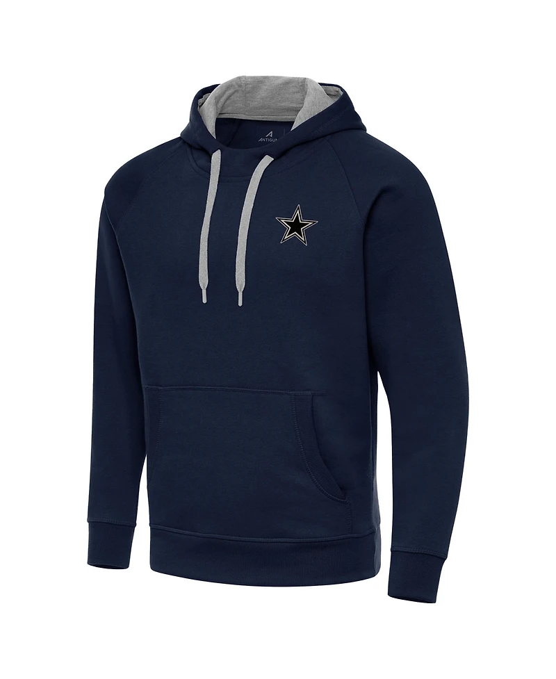 Antigua Men's Navy Dallas Cowboys Brushed Carbon Victory Pullover Hoodie