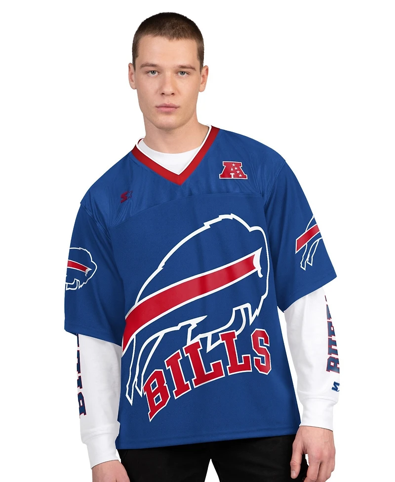 Starter Men's Royal/White Buffalo Bills Short Sleeve Long T-Shirt