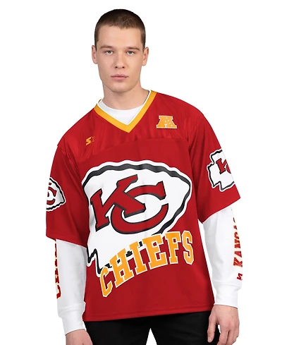 Starter Men's Red/White Kansas City Chiefs Short Sleeve Long T-Shirt