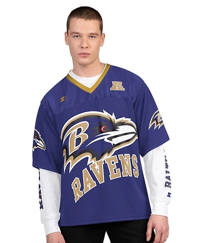 Starter Men's Purple/White Baltimore Ravens Short Sleeve Long T-Shirt