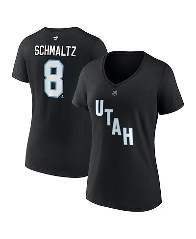 Fanatics Women's Nick Schmaltz Black Utah Mammoth Authentic Stack Name Number V-Neck T-Shirt