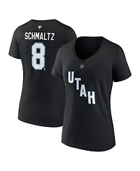 Fanatics Women's Nick Schmaltz Black Utah Mammoth Authentic Stack Name Number V-Neck T-Shirt