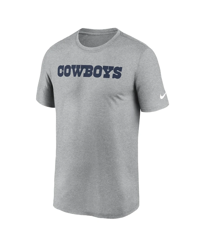 Nike Men's Heather Gray Dallas Cowboys Primetime Legend Wordmark Dri-fit T-Shirt