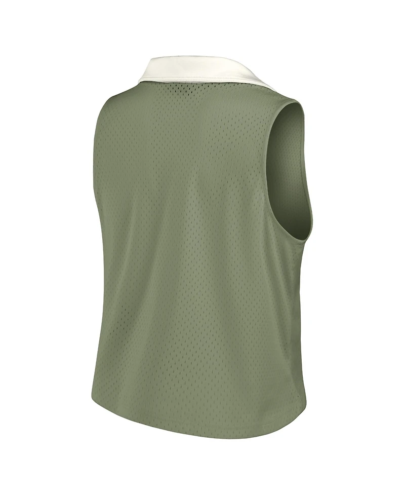 Fanatics Women's Olive Atlanta Braves Studio Wellness V-Neck Tank Top