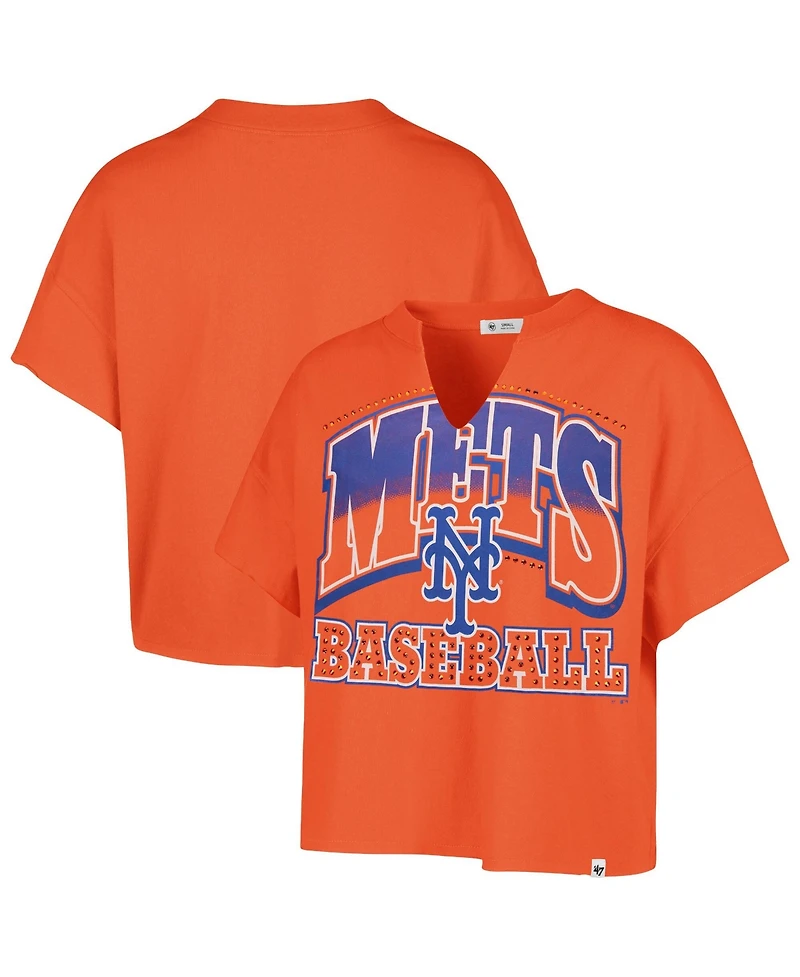 '47 Brand Women's Orange New York Mets Plus Win Big Oversized Notch-Neck T-Shirt