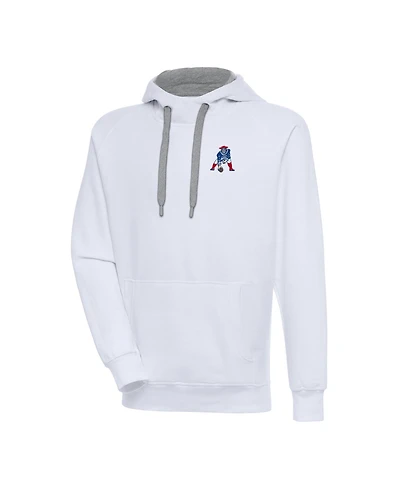 Antigua Men's White New England Patriots Throwback Logo Victory Pullover Hoodie