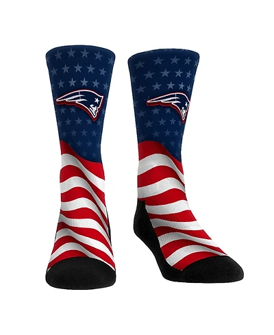 Rock Em Socks Men's and Women's New England Patriots Patriotic Flag Crew Socks