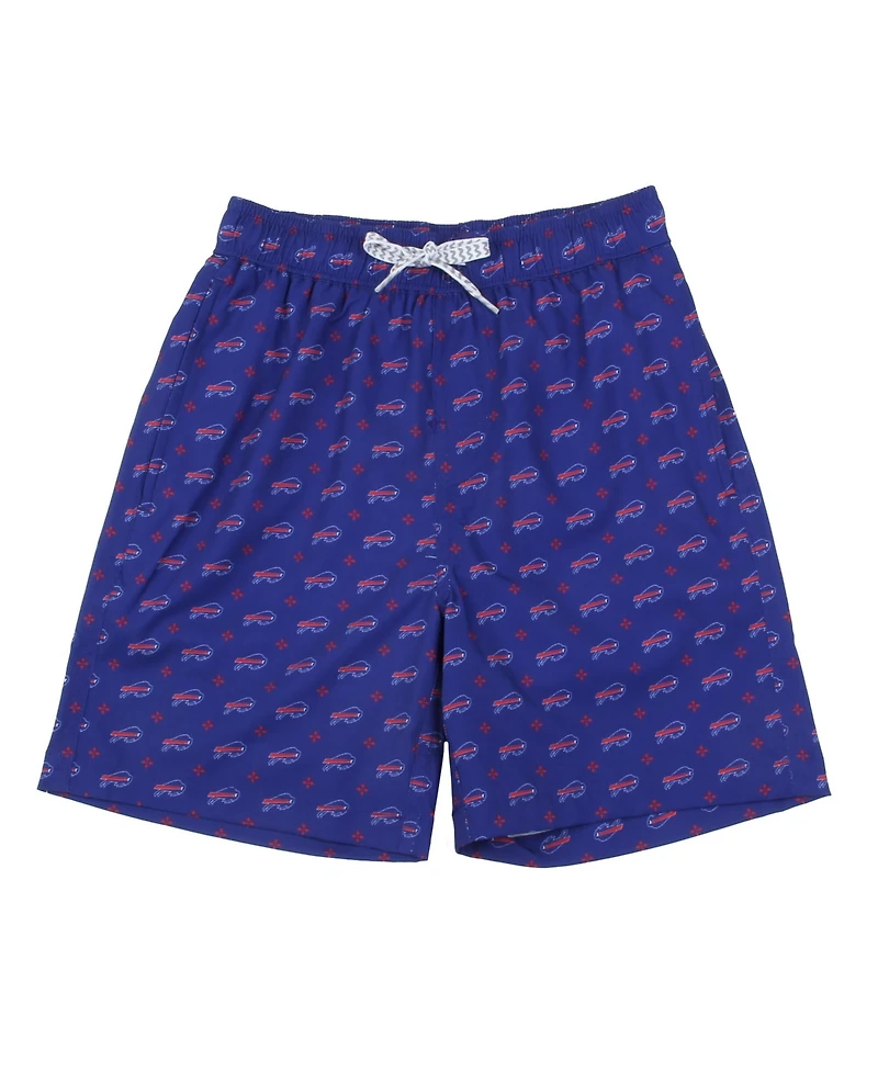 Wes & Willy Big Boys and Girls Royal Buffalo Bills Fleur Swim Trunks