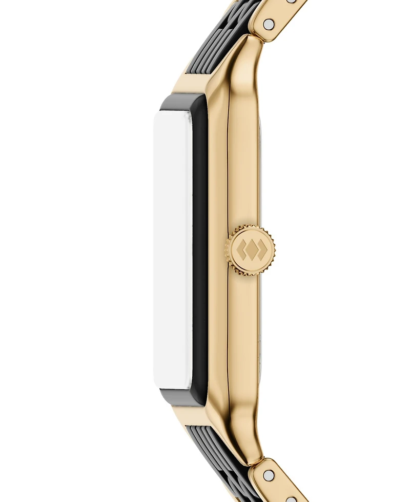 Fossil Women's Raquel Three-Hand Date Gold-Tone Stainless Steel and Black Ceramic Watch 26mm