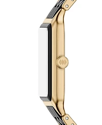 Fossil Women's Raquel Three-Hand Date Gold-Tone Stainless Steel and Black Ceramic Watch 26mm