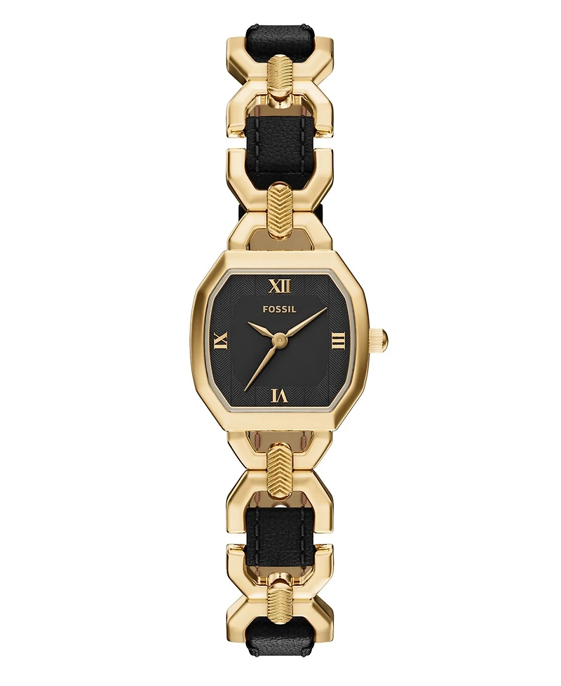Fossil Women's Harlow Three-Hand Leather and Gold-Tone Stainless Steel Watch 22mm