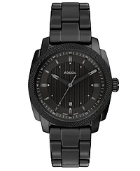 Fossil Men's Machine Three-Hand Date Black Stainless Steel Watch 41mm