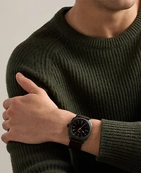 Fossil Men's Machine Three-Hand Date Brown Leather Watch 41mm