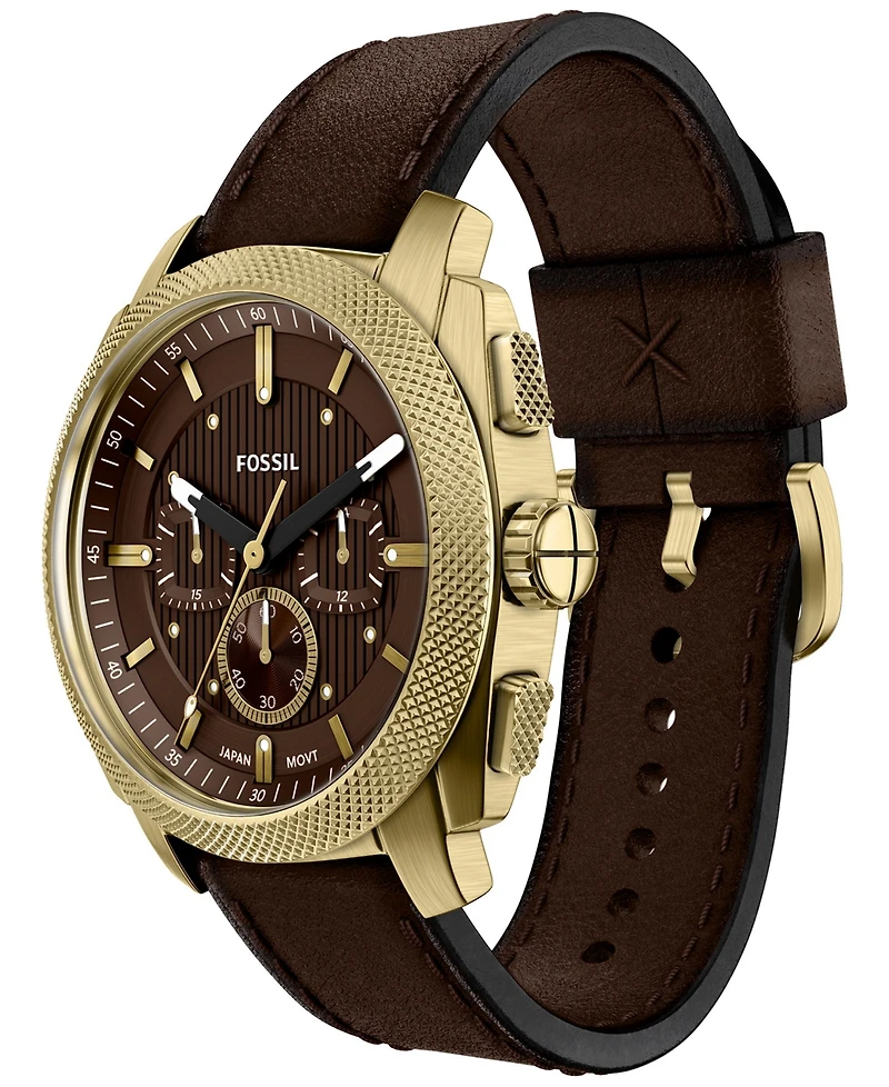 Fossil Men's Machine Chronograph Brown Leather Watch 44mm