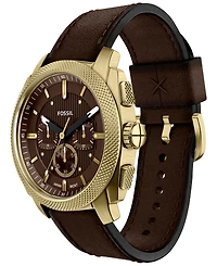 Fossil Men's Machine Chronograph Brown Leather Watch 44mm