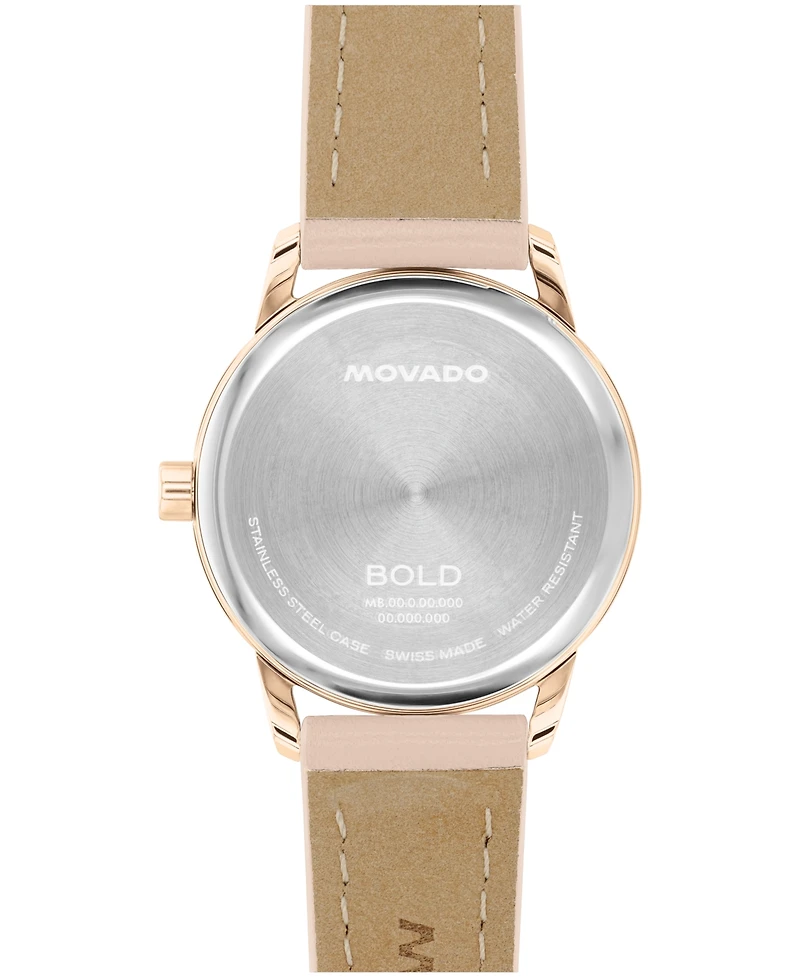 Movado Women's Bold Echo Swiss Quartz Nude Leather Watch 30mm
