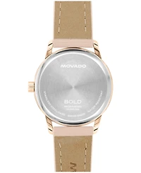 Movado Women's Bold Echo Swiss Quartz Nude Leather Watch 30mm