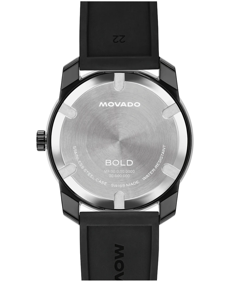 Movado Men's Bold TR90 Swiss Quartz Black Silicone Watch 42mm