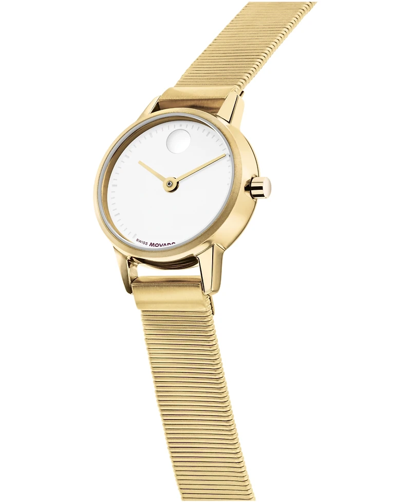 Movado Women's Baby Face Swiss Quartz Ionic Plated Light Yellow Gold Steel Watch 22.50mm