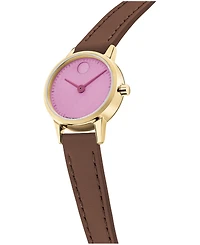 Movado Women's Baby Face Swiss Quartz Warm Brown Leather Watch 22.50mm