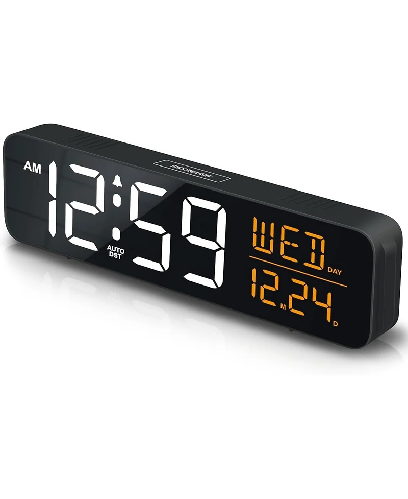 Neewer Large Display Digital Alarm Clock for Bedroom, Date Day of Week Desk Table Clocks for Living Room Office, Dimmable 5 Dimmers Plug in Electric
