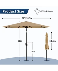gaomon Solar Patio Umbrella with 40 Led Lights and Crank Tilt, Large Uv-Resistant Outdoor Patio Market Umbrella with 8 Ribs