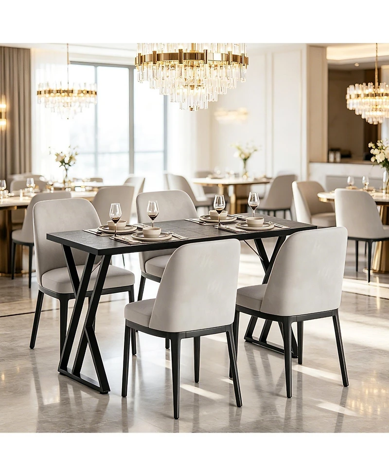 gaomon Modern Rectangular Dining Table for 6 – Sturdy Wood Construction Spacious Family Kitchen and Room Furniture